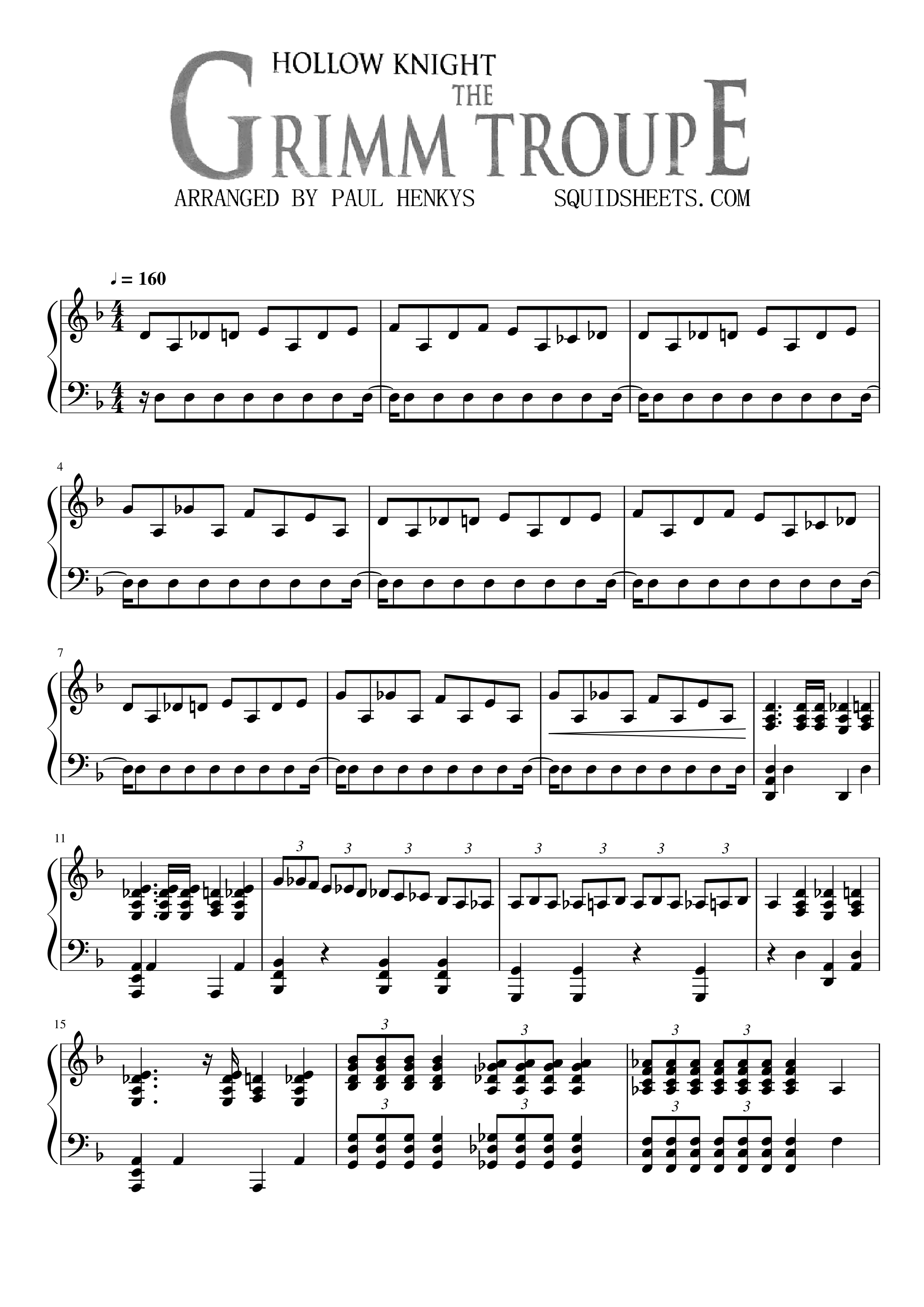 - Grimm Troupe Sheet Music - SquidSheets.com - Free Piano Sheet Music