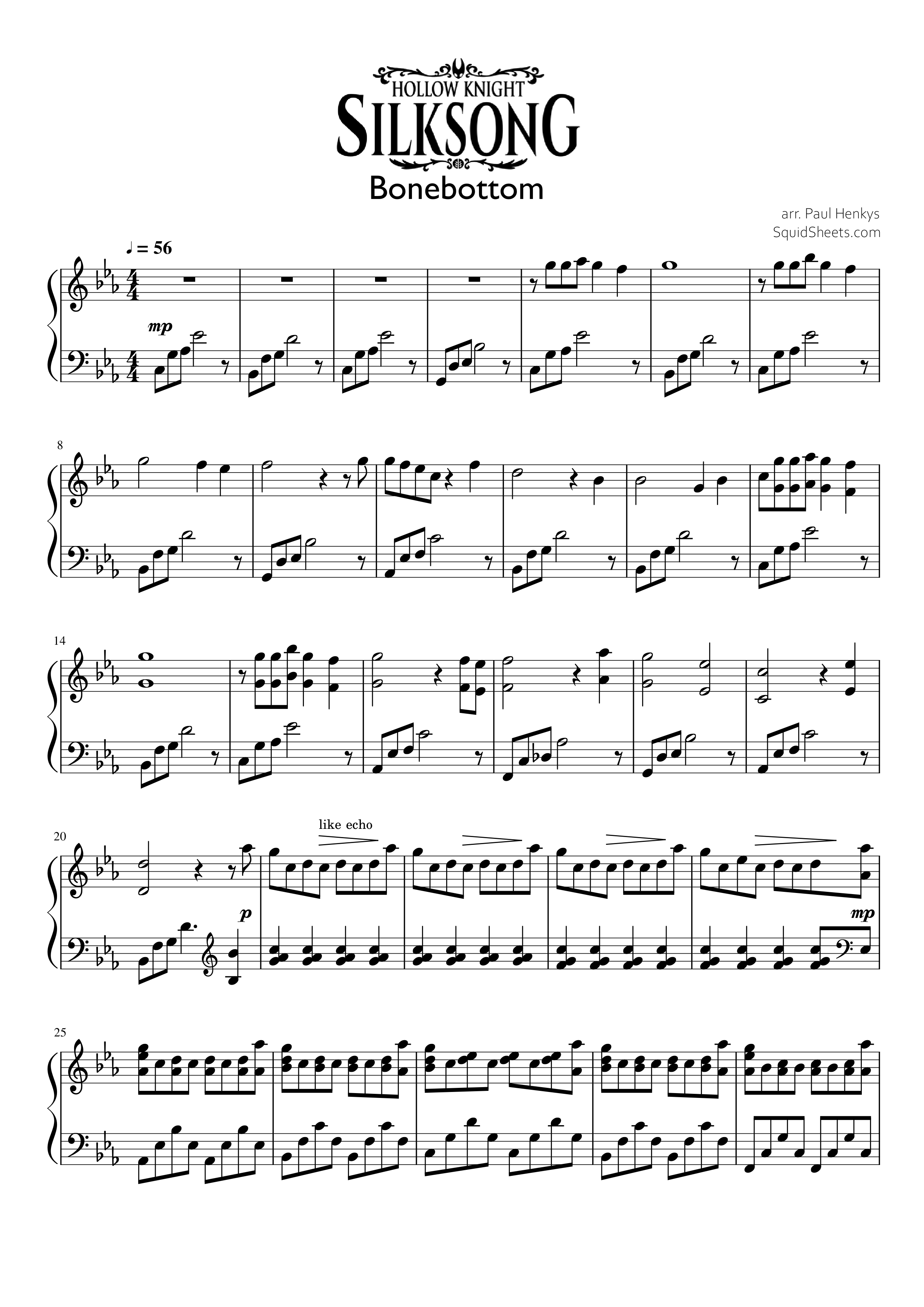Hollow Knight: Silksong - Sheet Music - SquidSheets.com - Free Piano Music
